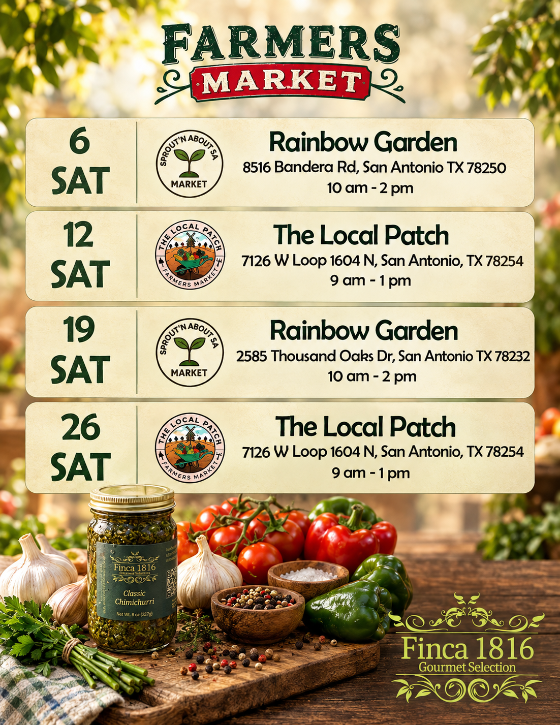 This month's market calendar